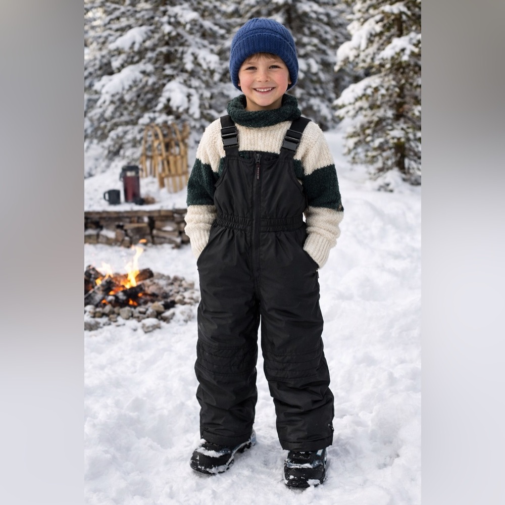Children's Black Insulated Overalls